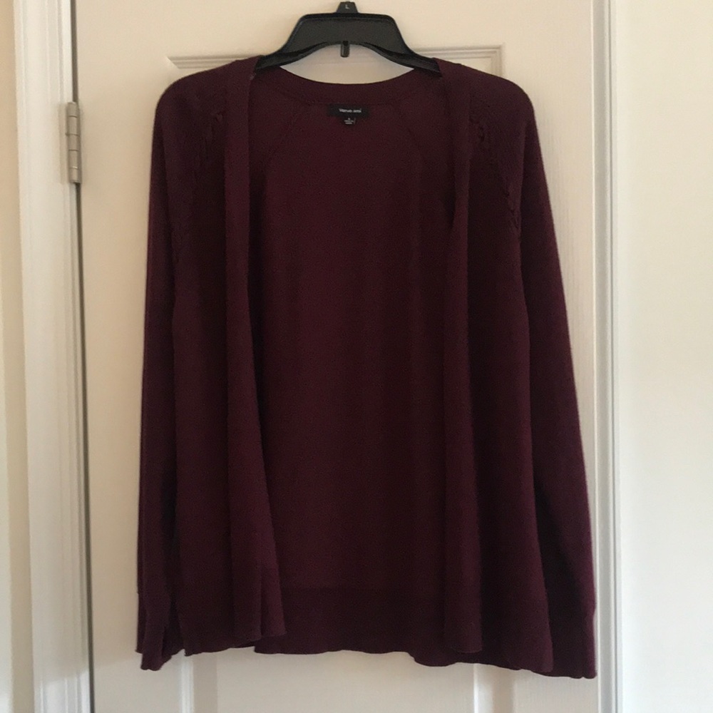 Verve ami Burgundy cardigan with braid embellishment
